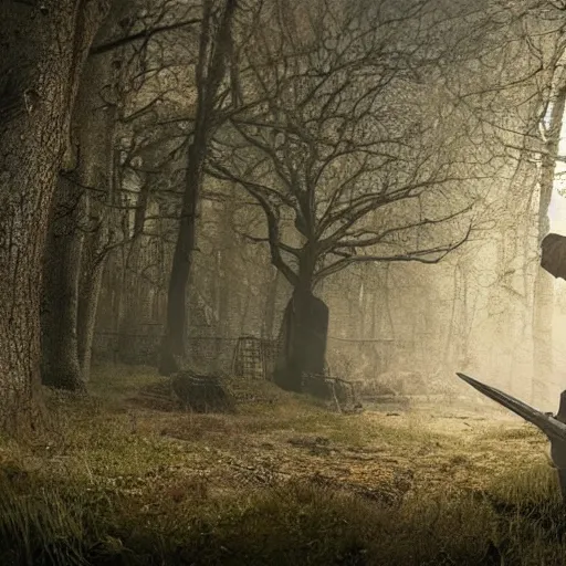 Prompt: tarkovskij's movie stalker set in a medieval fantasy world 8 k still shot