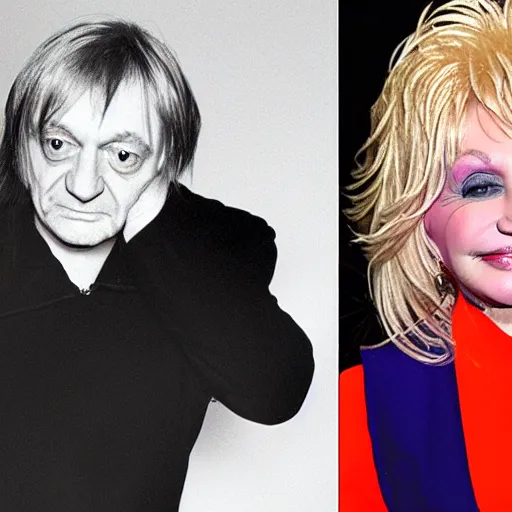 Prompt: morph between mark e smith and dolly parton