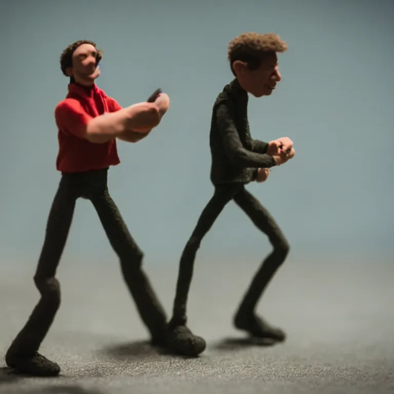 Image similar to a cinematic film still of a claymation stop motion film starring johnny clegg, shallow depth of field, 8 0 mm, f 1. 8
