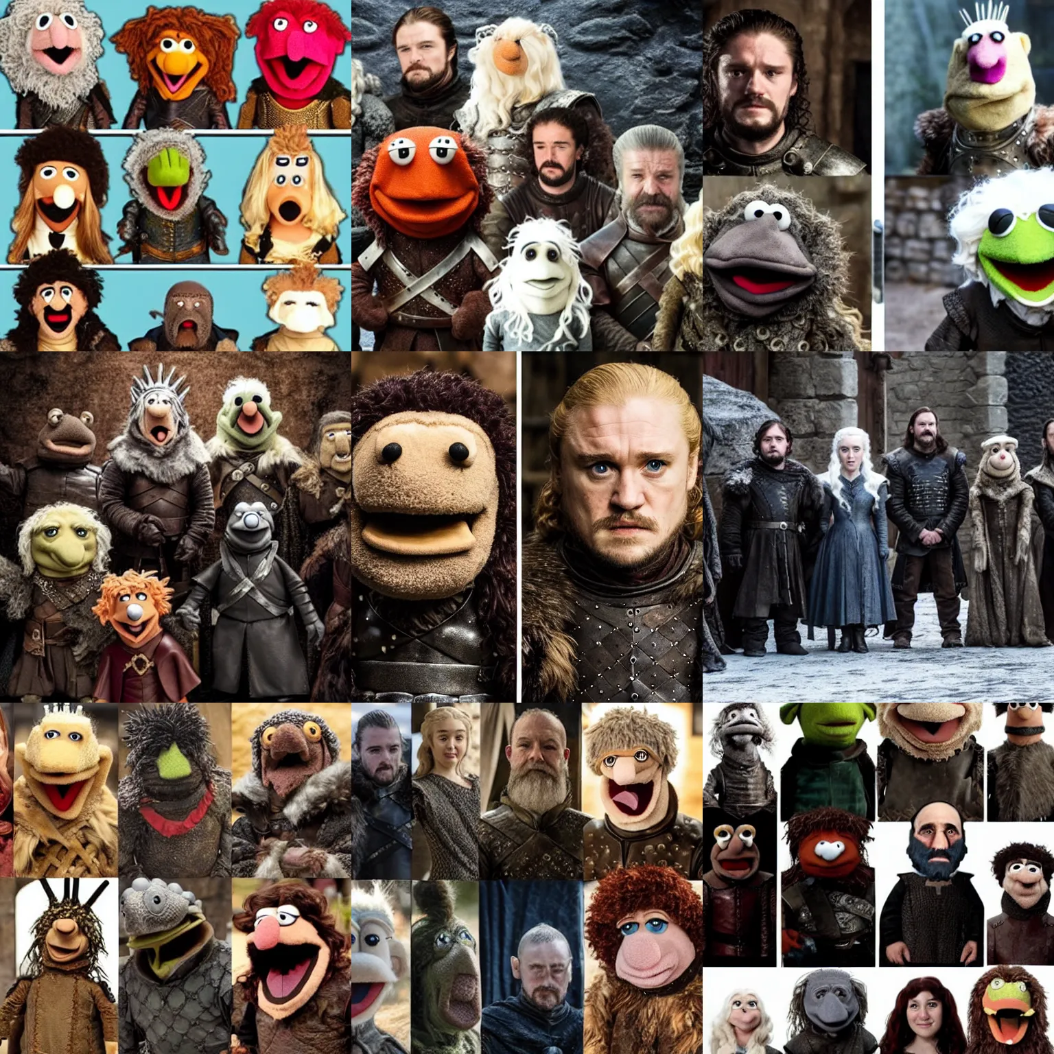 Prompt: cast of game of thrones as muppets