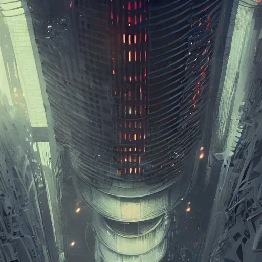 Image similar to a neo noir film still of futuristic architecture intricate complexity, by greg rutkowski, artgerm, ross tran, conrad roset, takato yomamoto, ilya kuvshinov. 4 k, beautiful, cinematic dramatic atmosphere