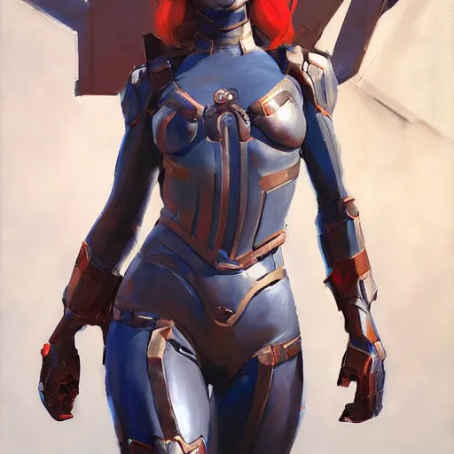 Image similar to greg manchess portrait painting of partially armored female iron spiderman as overwatch character, medium shot, asymmetrical, profile picture, organic painting, sunny day, matte painting, bold shapes, hard edges, street art, trending on artstation, by huang guangjian, gil elvgren, ruan jia, greg rutkowski, gaston bussiere