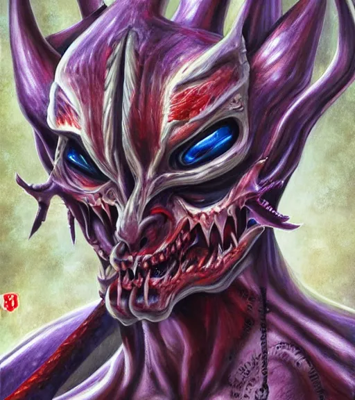 Image similar to high quality high detail painting by chetzaar, demon freak, hd