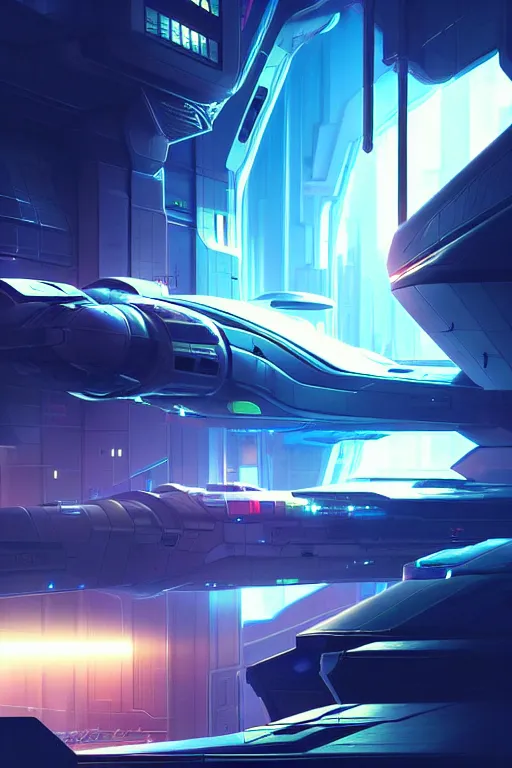 Image similar to spaceship, engineering bay, photo realistic, dynamic lighting, artstation, poster, volumetric lighting, 4 k, award winning, a detailed painting by ross tran hyperdetalized, anime | 2 d game art | official art, smooth, cyberpunk, tech