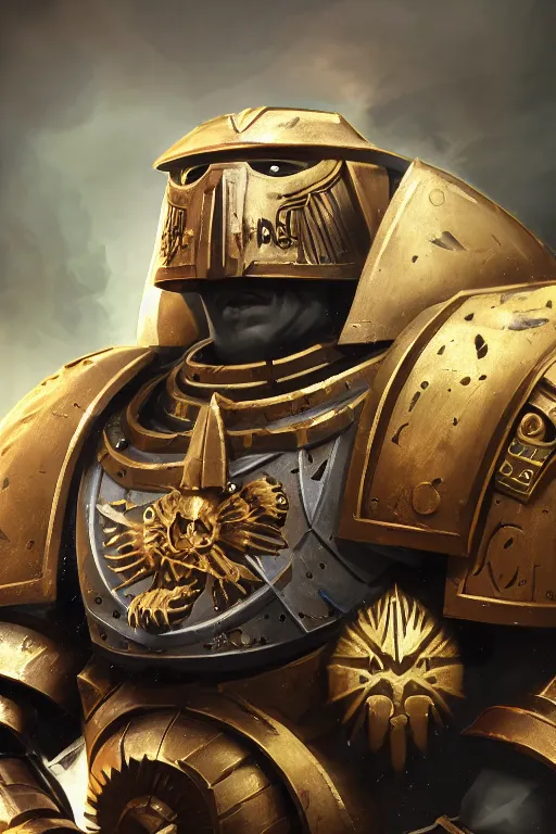 Image similar to armor portrait heros warhammer 4 0 k horus heresy fanart - the primarchs emperor by johannes helgeson animated with vfx concept artist & illustrator global illumination ray tracing hdr fanart arstation zbrush central hardmesh 8 k octane renderer