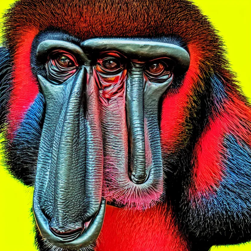 Prompt: Mandrill pop art