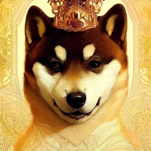 Prompt: portrait of a shiba inu as a birthday cake, fantasy, intricate, elegant, highly detailed, digital painting, artstation, concept art, smooth, sharp focus, illustration, art by artgerm and greg rutkowski and alphonse mucha