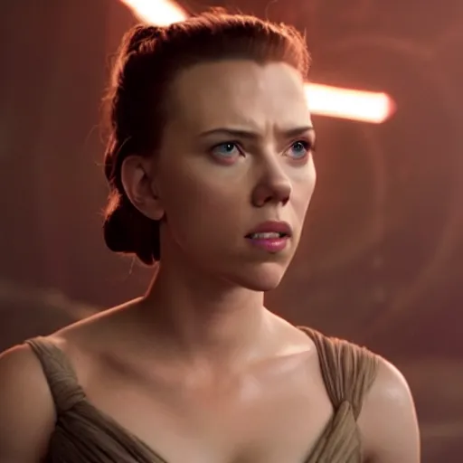 Image similar to A still of Scarlett Johansson as Rey in Star Wars: The Force Awakens (2015)