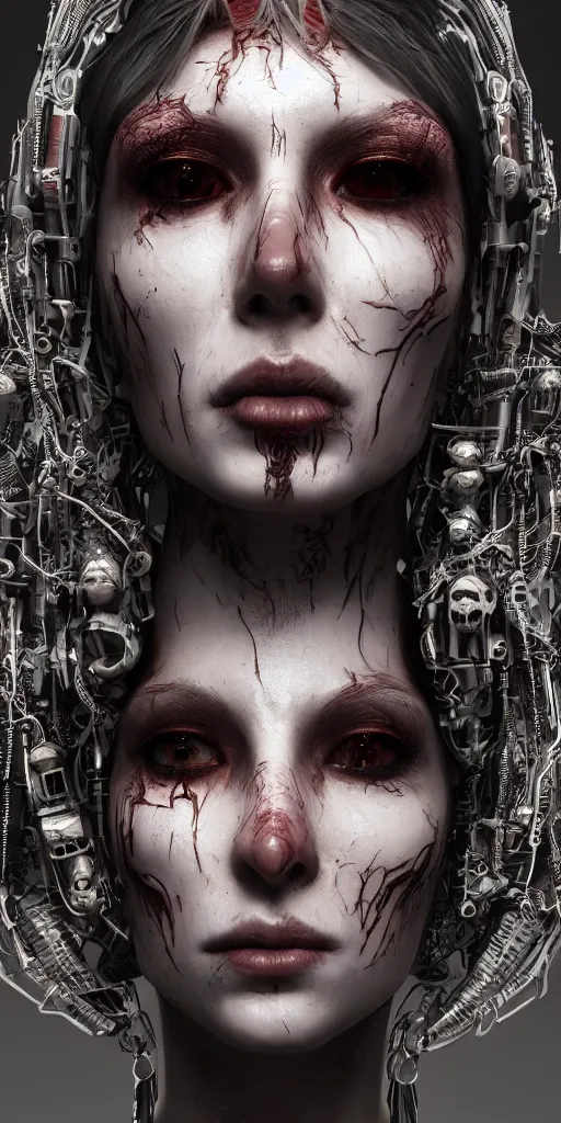 Image similar to Portrait of an impossibly beautiful undead cyberpunk, gorgeous, single face, full body, intricate complexity, horror, trending on art station, photoreal, 8k, octane render