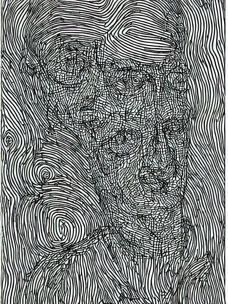 Prompt: wire lineart lineography bold lines portrait of hermann hesse.