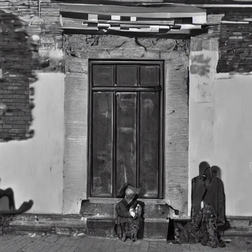 Image similar to an approaching shadow, black and white photography by fan ho, hong kong 1 9 5 4