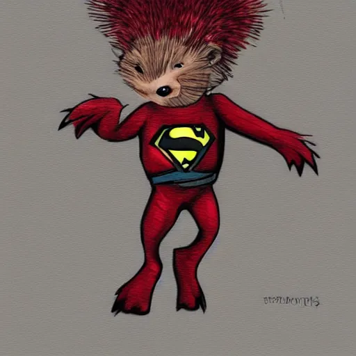 Image similar to a superhero porcupine, sketch