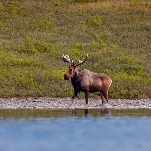 Prompt: professional wildlife photo of a moose in natural habitat