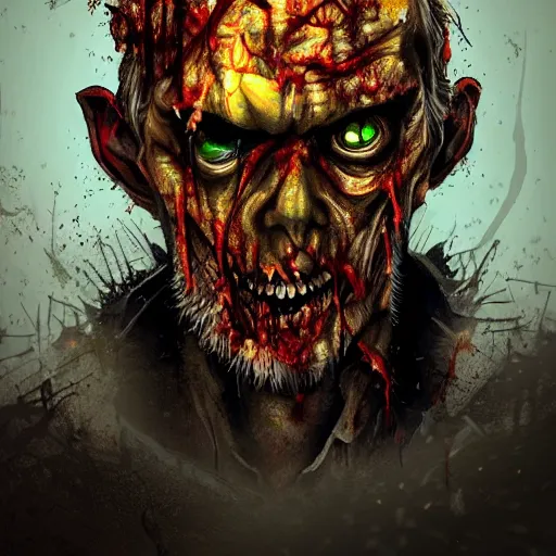 Image similar to angry horrible zombie portrait, grimdark urban game icon, stylized digital illustration, radiating a glowing aura, global illumination, ray tracing, hdr, fanart arstation by ian pesty and katarzyna bek - chmiel