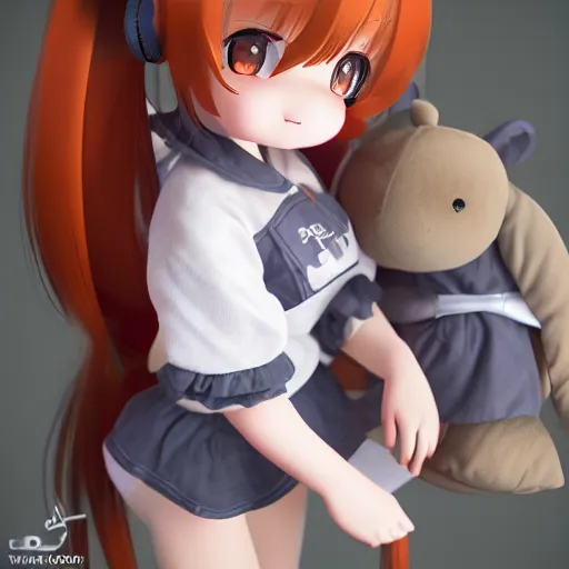 Prompt: cute fumo plush of a beargirl, anime girl, vray