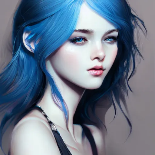 Image similar to teen girl, blue hair, gorgeous, amazing, elegant, intricate, highly detailed, digital painting, artstation, concept art, sharp focus, illustration, art by ross tran