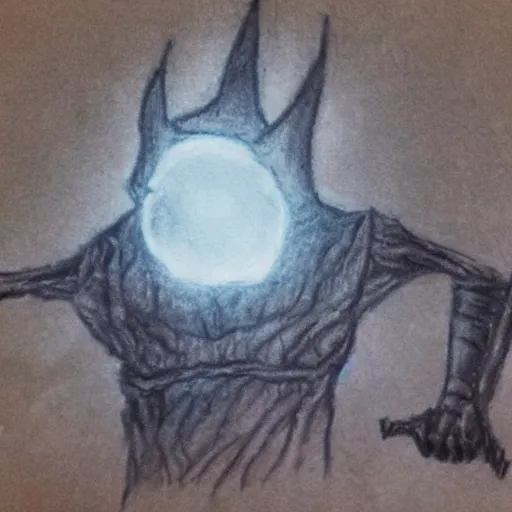 Image similar to child crayon drawing of bloodborne