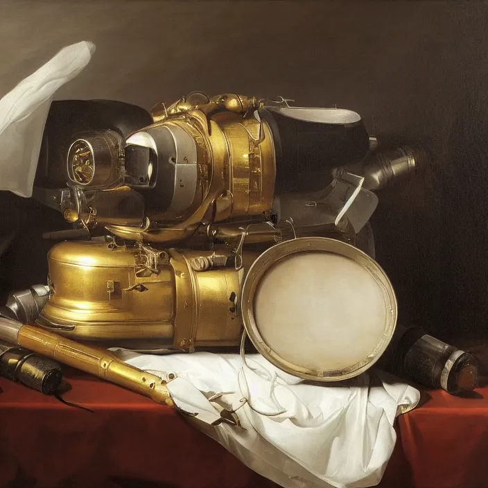 Image similar to still life painting of rx - 7 8 by pieter claesz, oil on canvas, strong lighting, highly detailed, hyper realism, golden hour, god rays, hd, 4 k