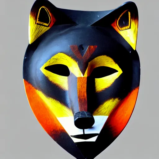 Prompt: african mask of wolf