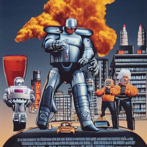 Prompt: Robocop, mayor of Flavortown, cinematic, Eastman 5384 film
