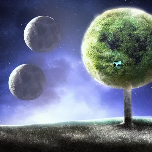 Prompt: trees growing under lunar gravity, concept art