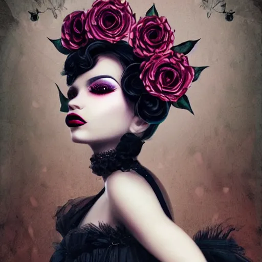 Prompt: portrait of a black woman inspired by Natalie Shau, Anna dittmann,flower crown, pretty eye makeup, cinematic