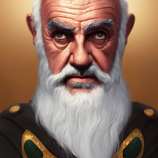 Image similar to portrait of old sean connery as a roman emperor, white hair and beard, laureal wreath, mattepainting concept blizzard pixar maya engine on stylized background splash comics global illumination lighting artstation, sharp focus, lois van baarle, ilya kuvshinov, rossdraws