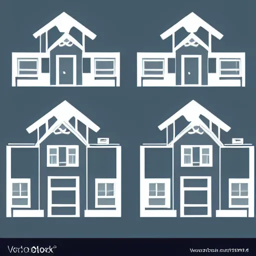 Image similar to house and a building, minimalistic, vectorized logo style