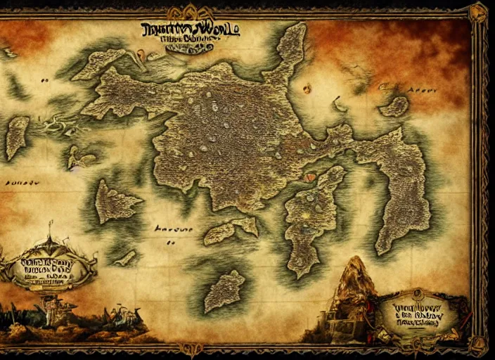 Image similar to dramatic map over fantasy world