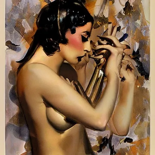 Image similar to A beautiful installation art. Let’s see how long the rich can eat their money for macro lens, Roman Ancient by Rolf Armstrong dreary