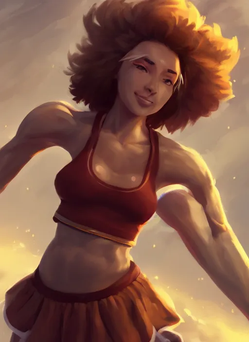 Image similar to fitness taliyah, from league of legends, al natural, exhibant, boxing, in shape, hyper detailed, digital art, trending in artstation, cinematic lighting, studio quality, smooth render, unreal engine 5 rendered, octane rendered, art style by klimt and nixeu and ian sprigger and wlop and krenz cushart