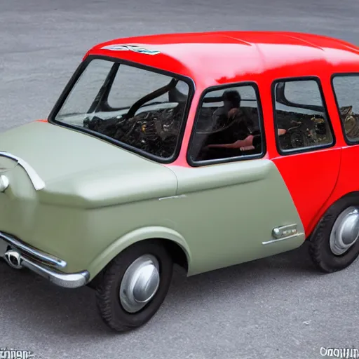 Prompt: The Troll was a small car manufactured by Troll Plastik & Bilindustri of Lunde, Norway, from 1956 to 1958. It was one of a few attempts at car production in Norway, and only five cars were built, Realistic, HDR, Clear Image, Dynamic lighting,