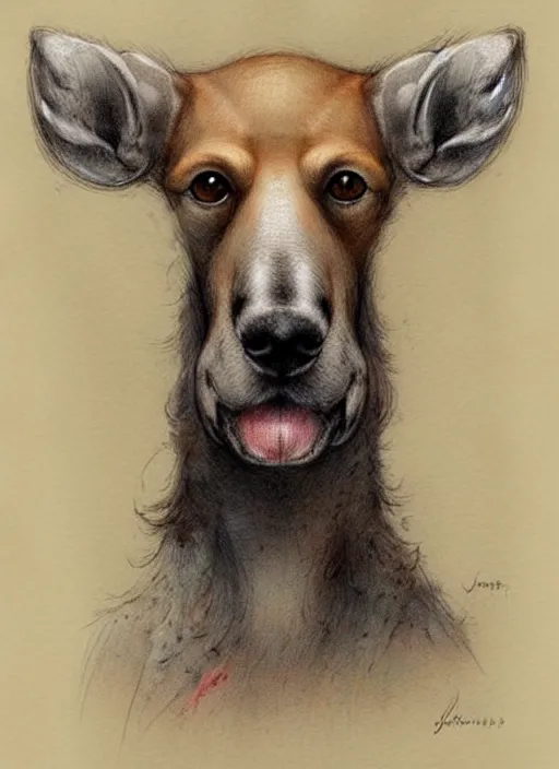 Prompt: cute dog moose, muted colors, by jean - baptiste monge