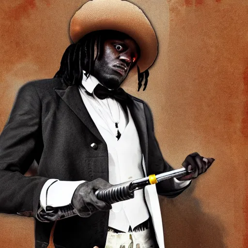 Image similar to Rapper Chief Keef In Django redemption 2 digital art 4K quality super realistic