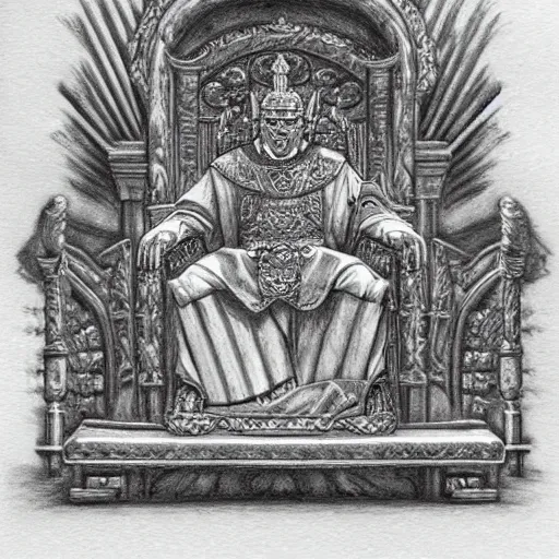 Image similar to pencil illustration. the emperor on his golden throne. 4 0 k.