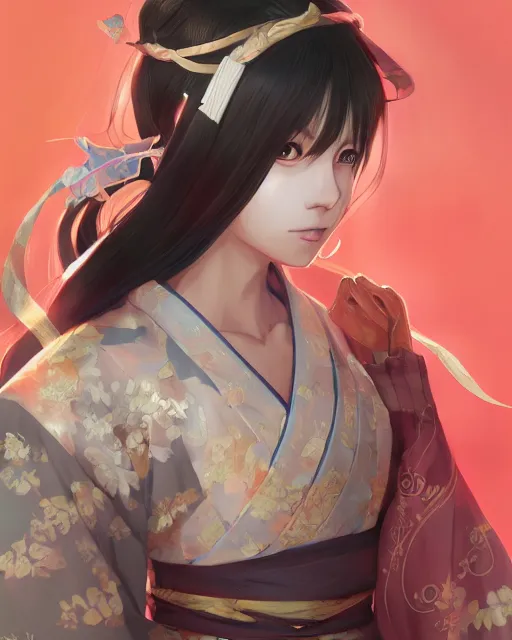 Image similar to An anime portrait of Ssunbiki as a beautiful woman wearing a kimono from Skyrim, by Stanley Artgerm Lau, WLOP, Rossdraws, James Jean, Andrei Riabovitchev, Marc Simonetti, and Sakimichan, highly detailed, ultra detailed, ultra realistic, trending on artstation, cgstudio