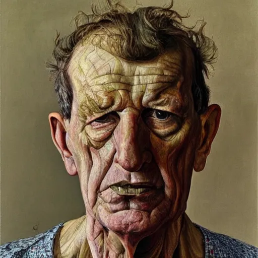 Image similar to high quality high detail painting by lucian freud, hd, portrait of a demon, photorealistic lighting