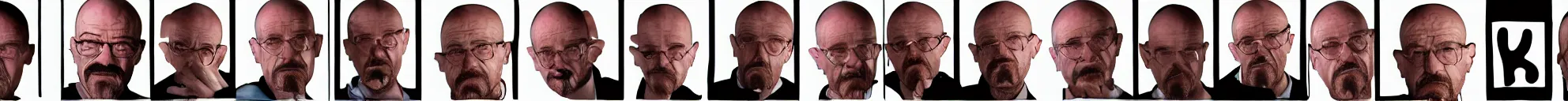 Image similar to 8 consistent frames from a video showing walter white talking and pointing at a baby