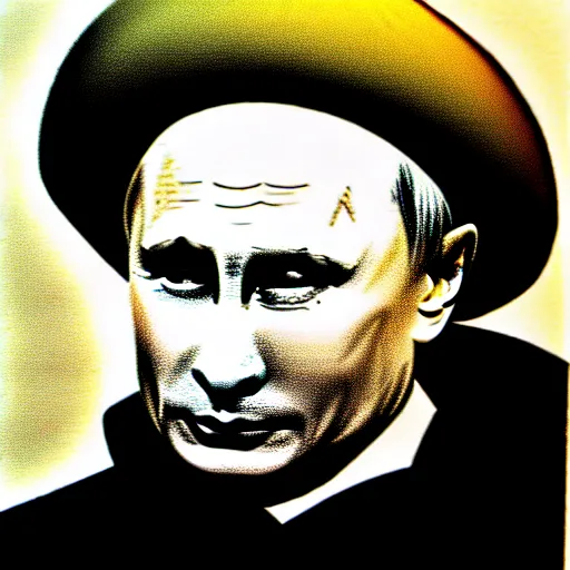 Prompt: vladimir putin with a nuclear mushroom cloud hat, cartoonish, ultra detailed pencil drawing