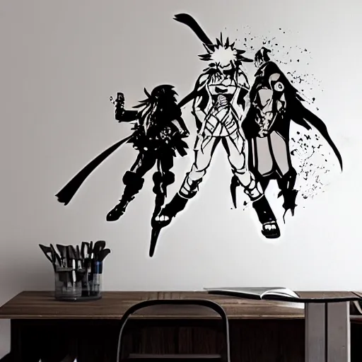 Image similar to die cut sticker, full metal alchemist al and alphons, splatter paint