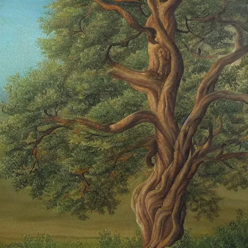 Image similar to a beautifully detailed romantic painting of a tree. A Masterpiece in the style of Runge and Koch