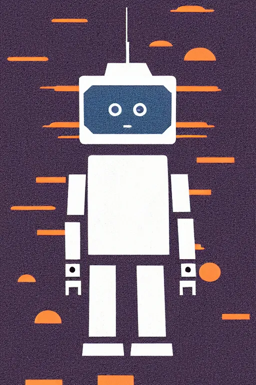 Image similar to a sad robot going for a jog+cloud city, Mads Berg, Karolis Strautniekas, film noir, stippled light, dramatic lighting,editorial illustration, gradient, detailed,fine texture, matte print, art deco, dark blue + dark orange, red, black, ((habitat 67 background))