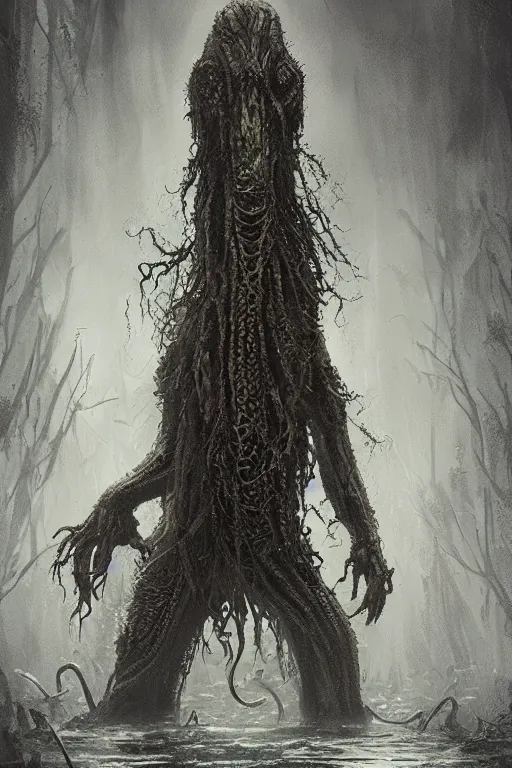 Image similar to lovecraftian swamp monster, extremely detailed digital art, in the style of greg rutkowski, trending on artstation, 8 k
