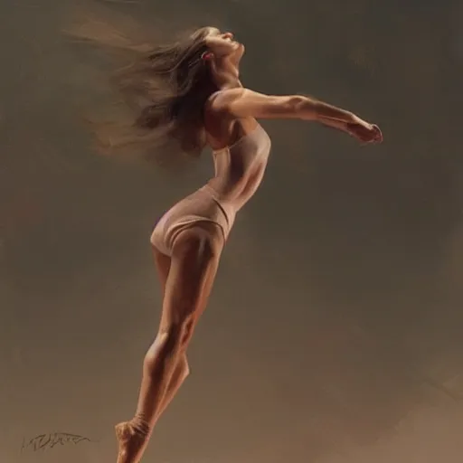 Image similar to oil painting dancer woman, with dancer men herb rose, by greg rutkowski, artstation