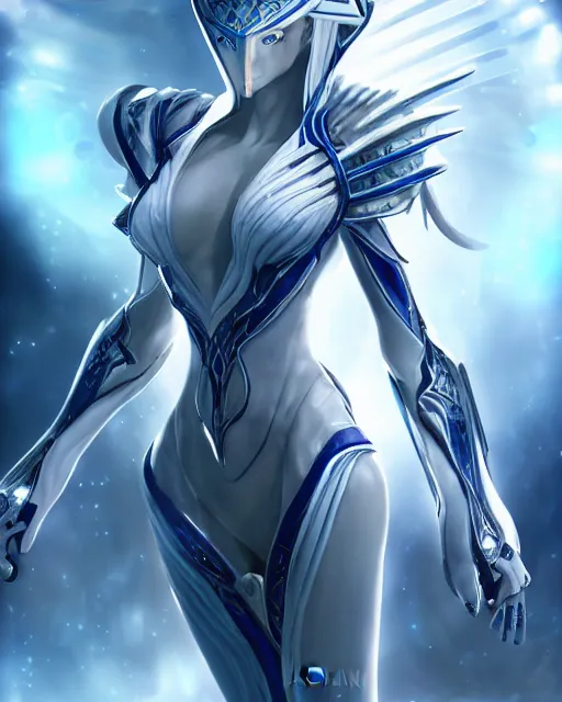 Prompt: perfect white haired attractive egyptian goddess, warframe armor, beautiful, symmetric, dreamy, half asian, pretty face, blue eyes, charlize theron, detailed, scifi platform, laboratory, experiment, 4 k, ultra realistic, epic lighting, android body, illuminated, cinematic, masterpiece, art by akihito tsukushi, voidstar