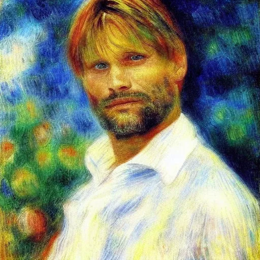 Image similar to viggo mortensen art by renoir.