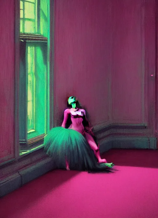 Prompt: eventually even those who avoided the world were drawn into its madness. gothic, rich deep pink, blue and green colours, creepy, mystical, highly detailed and intricate, by francis bacon, edward hopper, adrian ghenie, glenn brown, soft light 4 k, pink and green colour palette, cinematic composition, cinematic lighting, high quality octane render