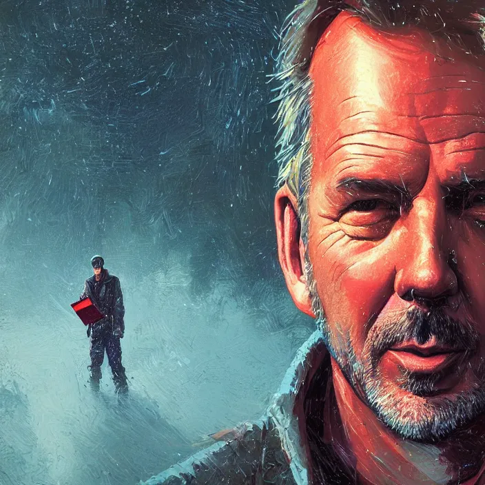 Image similar to portrait of kevin costner as postman 1 9 9 7. intricate abstract. intricate artwork. by tooth wu, wlop, beeple, dan mumford. octane render, trending on artstation, greg rutkowski very coherent symmetrical artwork. cinematic, hyper realism, high detail, octane render, 8 k, iridescent accents