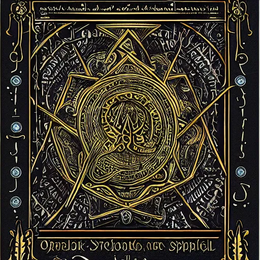 Image similar to occult spellbook, dark occult spells, hyperdetailed, 4k, intricate lines