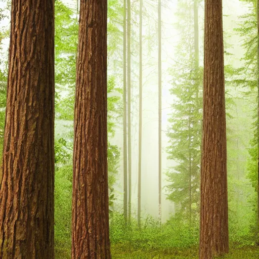 Image similar to Forest of large majestic trees, washed out, background image, no text